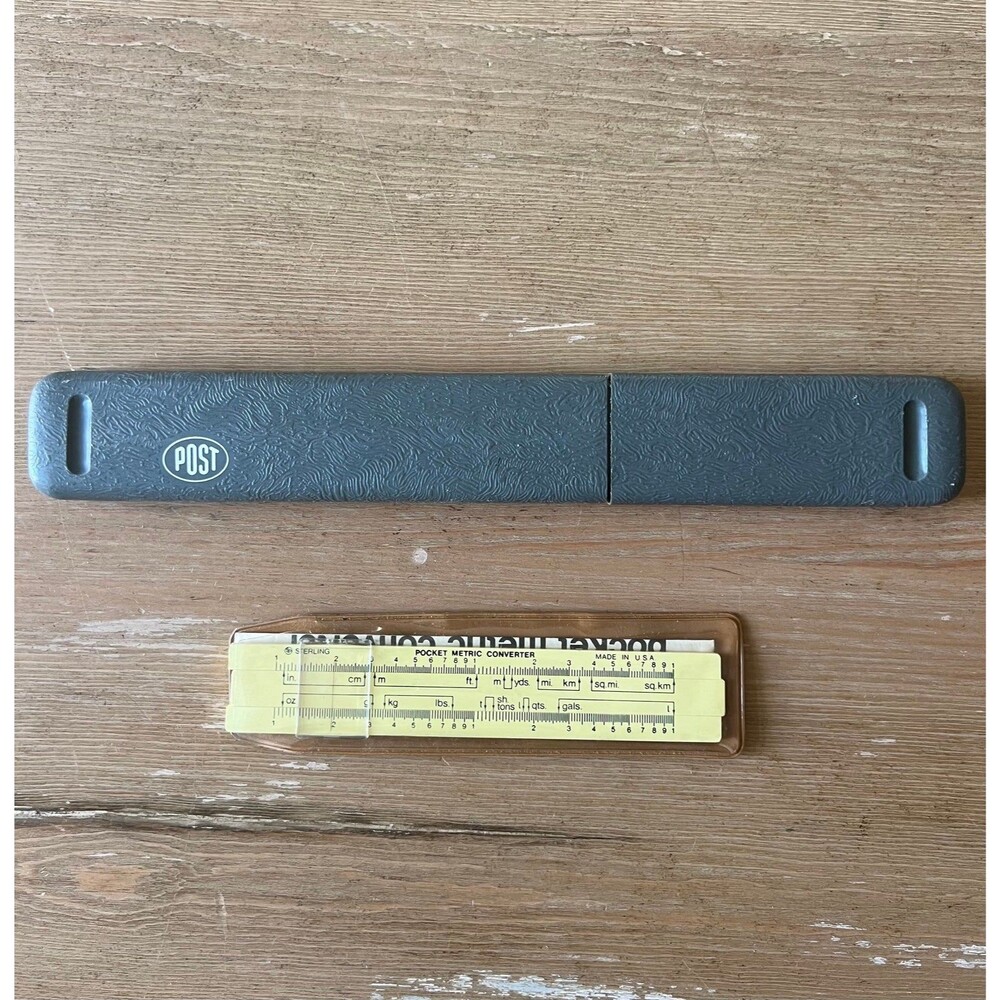 Two Slide Rulers Sterling Post Pocket Metric Converter Mechanical Calculators